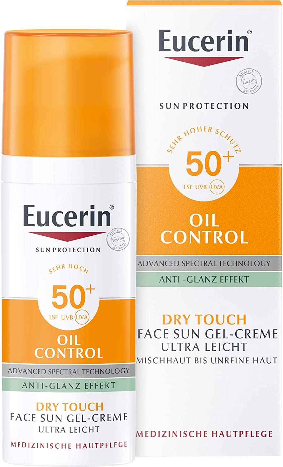 Eucerin SUN PROTECTION - Sun Gel-Crème Oil Control SPF50+ Toucher Sec - Visage - Peaux à Imperfections, 50ml