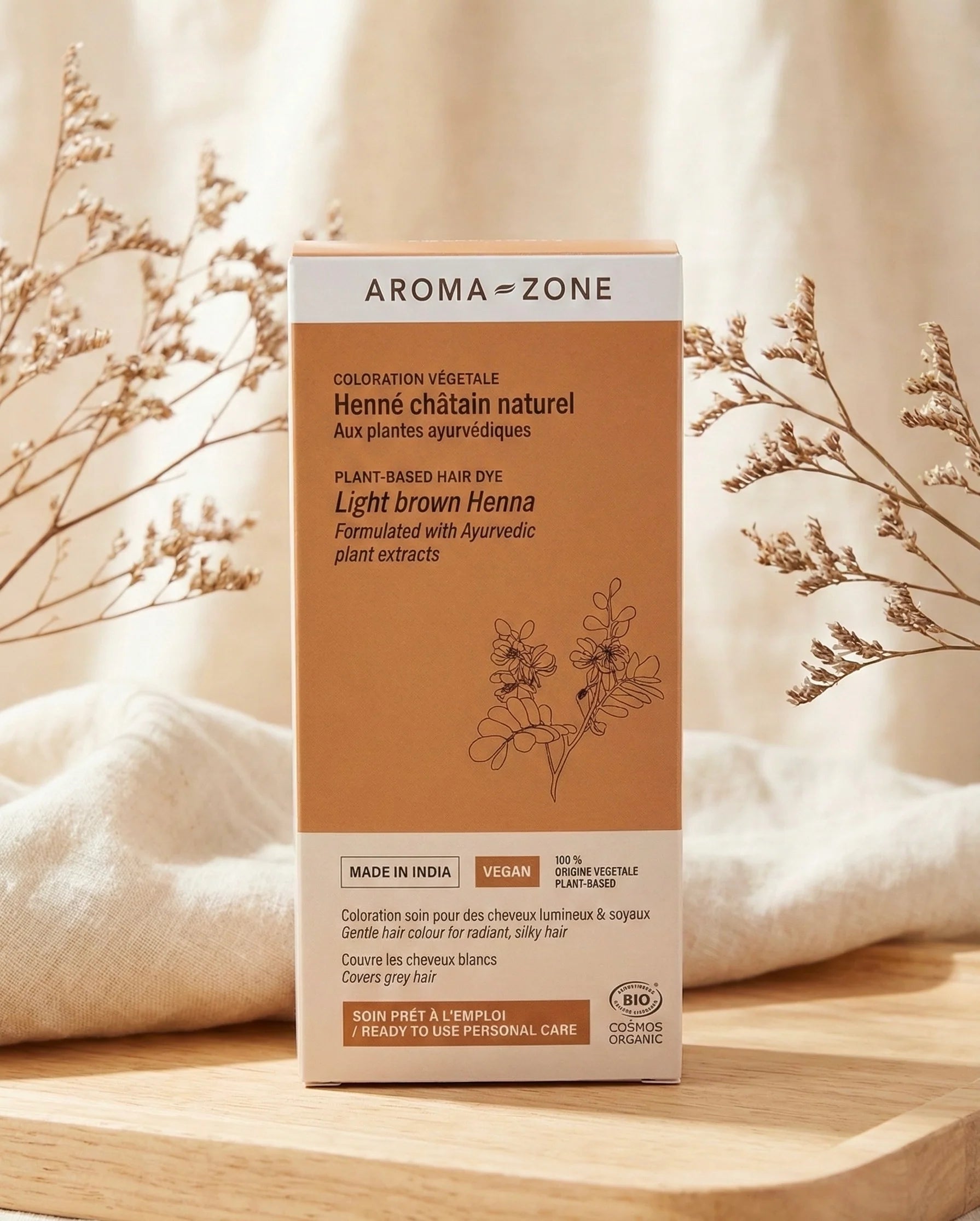 AROMA ZONE Coloration Capillaire Végétale Bio Henné Chatin Naturel