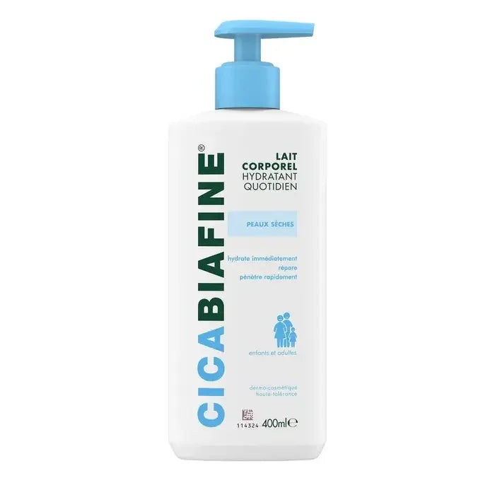 Lait corporel hydratant quotidien CICABIAFINE pour peaux sèches, 400ml, enfants et adultes