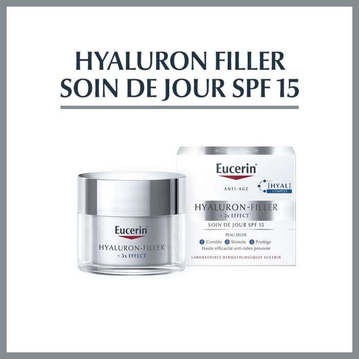 Eucerin HYALURON-FILLER +3X EFFECT - Soin de Jour SPF15 Anti-Âge - Visage - Peaux Sèches, 50ml