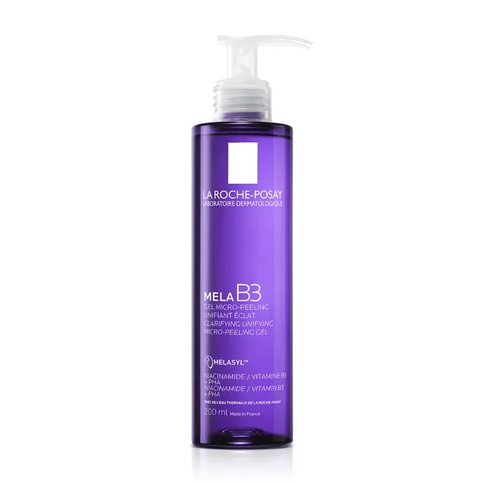 Gel micro-peeling La Roche-Posay Mela B3 pour un teint unifié, soin visage avec niacinamide et vitamine B3